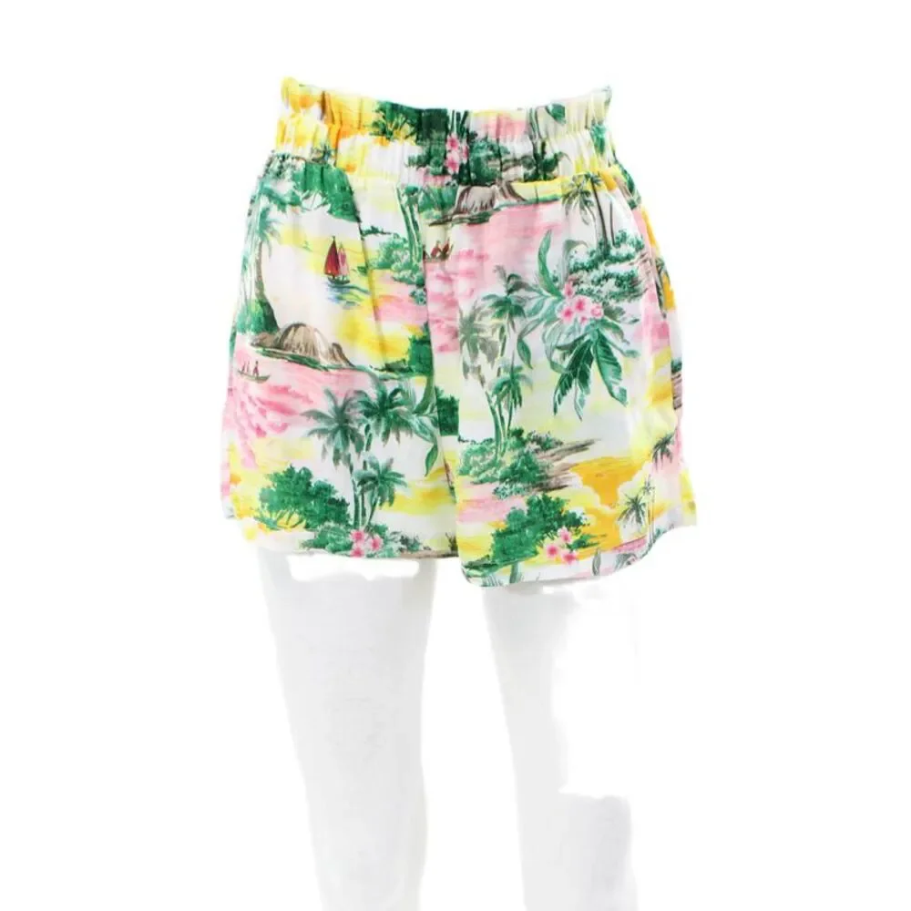 BB Dakota Womens Elastic Waist Tropical Print Casual Shorts Multicolor Size XS